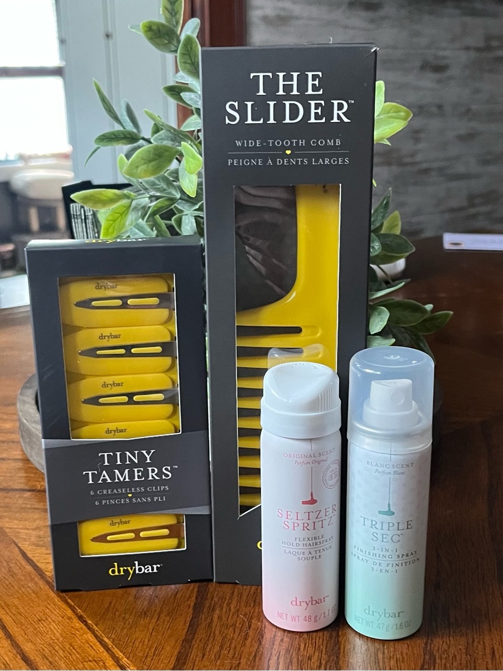 Drybar Bundle- Four Pack (Comb, Clips, Hairspray, Finishing Spray)